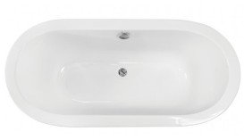 Ванна зі штучного каменю Besco Victoria 185х83 см із сифоном клік-клак хром санітарний композит білий глянсовий #WKV-185-WO