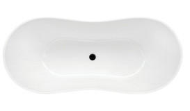 Ванна из искусственного камня Besco Viya 160х70 см с сифоном клик-клак хром Mineral DuraBe белый глянцевый #WMD-160-V