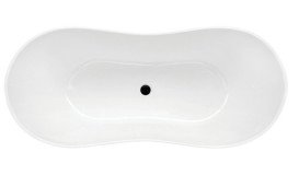 Ванна зі штучного каменю Besco Viya 160х70 см із сифоном клік-клак хром Mineral DuraBe білий глянсовий #WMD-160-V