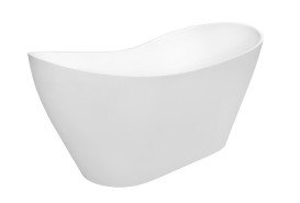 Ванна зі штучного каменю Besco Viya 160х70 см із сифоном клік-клак хром Mineral DuraBe білий глянсовий #WMD-160-V