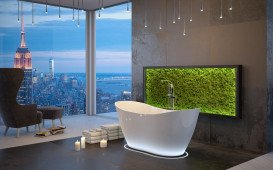 Ванна зі штучного каменю Besco Viya 170х72 см із сифоном клік-клак хром Mineral DuraBe білий глянсовий #WMD-170-V