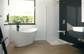 Ванна зі штучного каменю Besco Viya 170х72 см із сифоном клік-клак хром Mineral DuraBe білий глянсовий #WMD-170-V