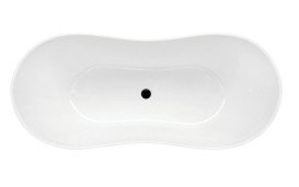 Ванна из искусственного камня Besco Viya 160х70 см с сифоном хром Mineral DuraBe глянцевый белый #WMD-160-VKC