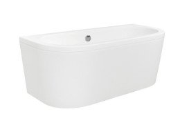 Ванна зі штучного каменю Besco Volya 160х75 см із сифоном клік-клак хром санітарний композит білий глянсовий #WKV-160-WS