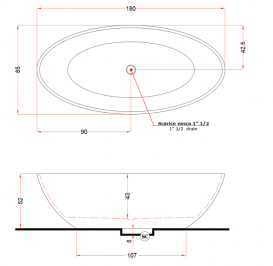 Ванна з штучного каменю Gruppo Treesse Carezza 180х85 см білий матовий V308BO
