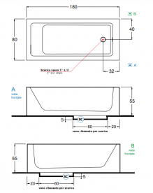 Ванна з штучного каменю Gruppo Treesse Summertime 180х80 см білий матовий Summertime 180 BIANCO OPACO