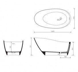 Ванна из искусственного камня Marmorin Mia 280 л белый P_W_557_01_1678