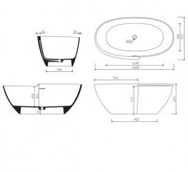 Ванна из искусственного камня Marmorin Zora 285 л белый P_W_531_01_1628
