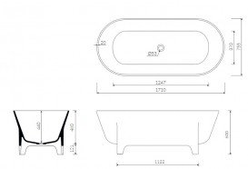 Ванна из искусственного камня Marmorin Liva 171х75,5 см отдельностоящая белый 555 170 020 xx x
