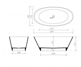 Ванна из искусственного камня Marmorin Luka 159,7х78 см отдельностоящая белый P_W_263_01_1597