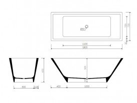 Ванна з штучного каменю Marmorin Tebe III 180х73 см окремостояча білий P 532 180 020 010