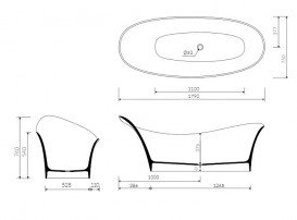 Ванна из искусственного камня Marmorin Alice 179х75 см отдельностоящая белый P 551 180 020 010