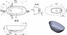 Ванна из искусственного камня Miraggio Melbourne 168,5х75,9 см Mirasoft Technology белый 0001490