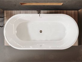 Ванна из искусственного камня Miraggio Helga 150x85 см литой мрамор Miramarble белый матовый 0002546