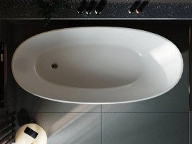 Ванна из искусственного камня Miraggio Melbourne 168,5x76 см Miramarble глянцевый белый 0001488