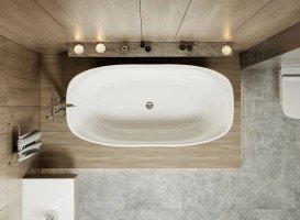 Ванна зі штучного каменю Miraggio Santorini 164,5x80,5 см Miramarble глянсовий білий 0000609