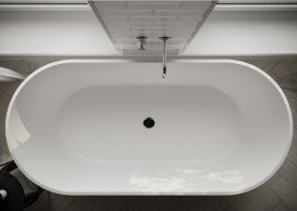 Ванна з штучного каменю Miraggio Greenland 170х80 см овальна білий глянсовий 0000273