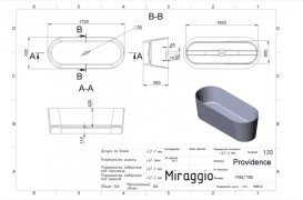 Ванна з штучного каменю Miraggio PROVIDENCE 170х70 см овальна білий глянцевий 0000276