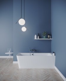 Ванна из искусственного камня PoolSpa Adapto 180x80 см асимметричная R правая с ножками и сифоном белый глянцевый PWKCR10ZPSC0000