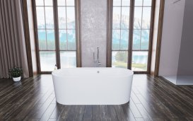 Ванна з штучного каменю PoolSpa Pia 184x82 см окремо стояча з сифоном білий PWKFS10PPSC0000