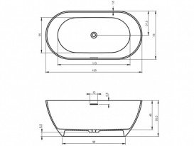 Ванна з штучного каменю Riho Bilbao 150х75 см білий матовий BS1200500000000