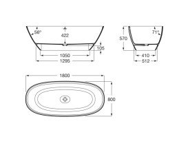 Ванна из искусственного камня Roca Ariane 180х80 см отдельно стоящая Stonex® белый A248669000