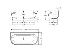 Ванна из искусственного камня Roca Raina 170х75 см угловая правосторонняя Stonex® белый A248667000