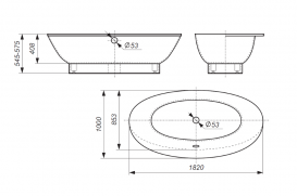 Ванна из искусственного камня Rock Design Мона 182x100 белый 1M182100