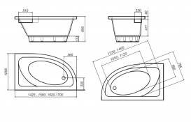 Ванна з штучного каменю Rock Design Лагуна R 150x100 білий 1LR150100