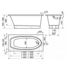 Ванна з штучного каменю Rock Design Класика 185х80 білий 1K185080
