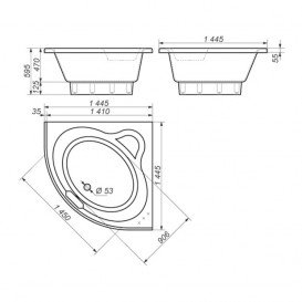 Ванна з штучного каменю Rock Design Симетрія 145х145 білий 1SM145145