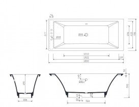 Ванна з штучного каменю Marmorin Teodor 180х75 см окремостояча білий 722 180 020 xx x