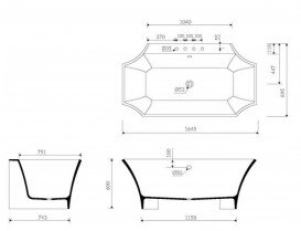 Ванна из камня Marmorin La Donna 164,5x89,5 отдельностоящая белый 565 165 020 xx x