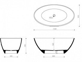 Ванна з каменю Marmorin Selia 156х83,5 см см окремостояча білий 719 156 020 xx x