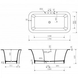 Ванна из камня armorin Tytan 179x89 см отдельностоящая с крышкой белый 668 180 0xx xx x