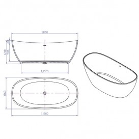 Ванна каменная отдельностоящая овальная Istone Marcella 180х85 см белый матовый WD6569