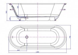 Ванна кам'яна окремостояча овальна на чорній металевій рамі Istone Lesley 177х72 см білий матовий WD65150