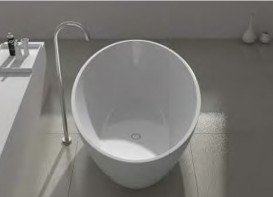 Ванна каменная отдельностоящая овальная Istone Qliuia 176х103 см белый матовый WD6556