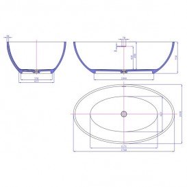 Ванна каменная отдельностоящая овальная Istone Qliuia 176х103 см белый матовый WD6556