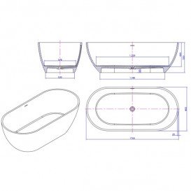 Ванна кам'яна окремостояча овальна Istone Diva 170х80 см білий матовий WD65104
