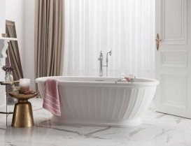 Ванна кам'яна окремостояча овальна Burlington Albany 169х80 см білий матовий з клапаном стоку ARC21 + ARC72