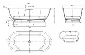 Ванна кам'яна окремостояча овальна Burlington Albany 169х80 см білий матовий з клапаном стоку ARC21 + ARC72