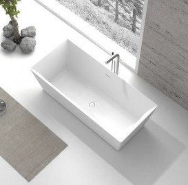 Ванна каменная отдельностоящая прямоугольная Istone Eunice 180х80 см белый матовый WD65149