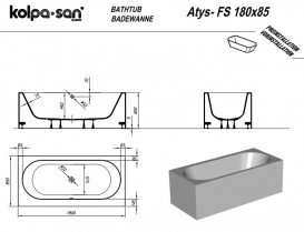 Ванна Kolpa San Atys-FS из искусственного камня Kerrock 180x85 белый 622830