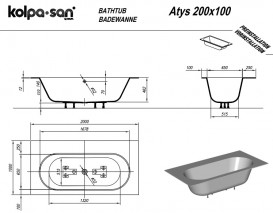 Ванна Kolpa San Atys зі штучного каменю Kerrock 200x100 білий 621430