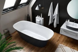 Ванна Kolpa San Blanche-FS зі штучного каменю Kerrock 180x85 см овальна білий/антрацит 561310