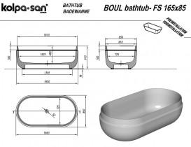 Ванна Kolpa San Boul-FS зі штучного каменю Kerrock 165x85 білий/чорний 592300