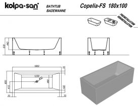 Ванна Kolpa San Copelia-FS из искусственного камня Kerrock 180x80 см прямоугольная белый 779340