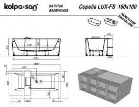 Ванна Kolpa San Copelia LUX-FS зі штучного каменю Kerrock 180x100 з полицями білий 936540