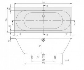 Ванна квариловая прямоугольная Villeroy&Boch Oberon 2.0 170х75 см UBQ170OBR2DV-01